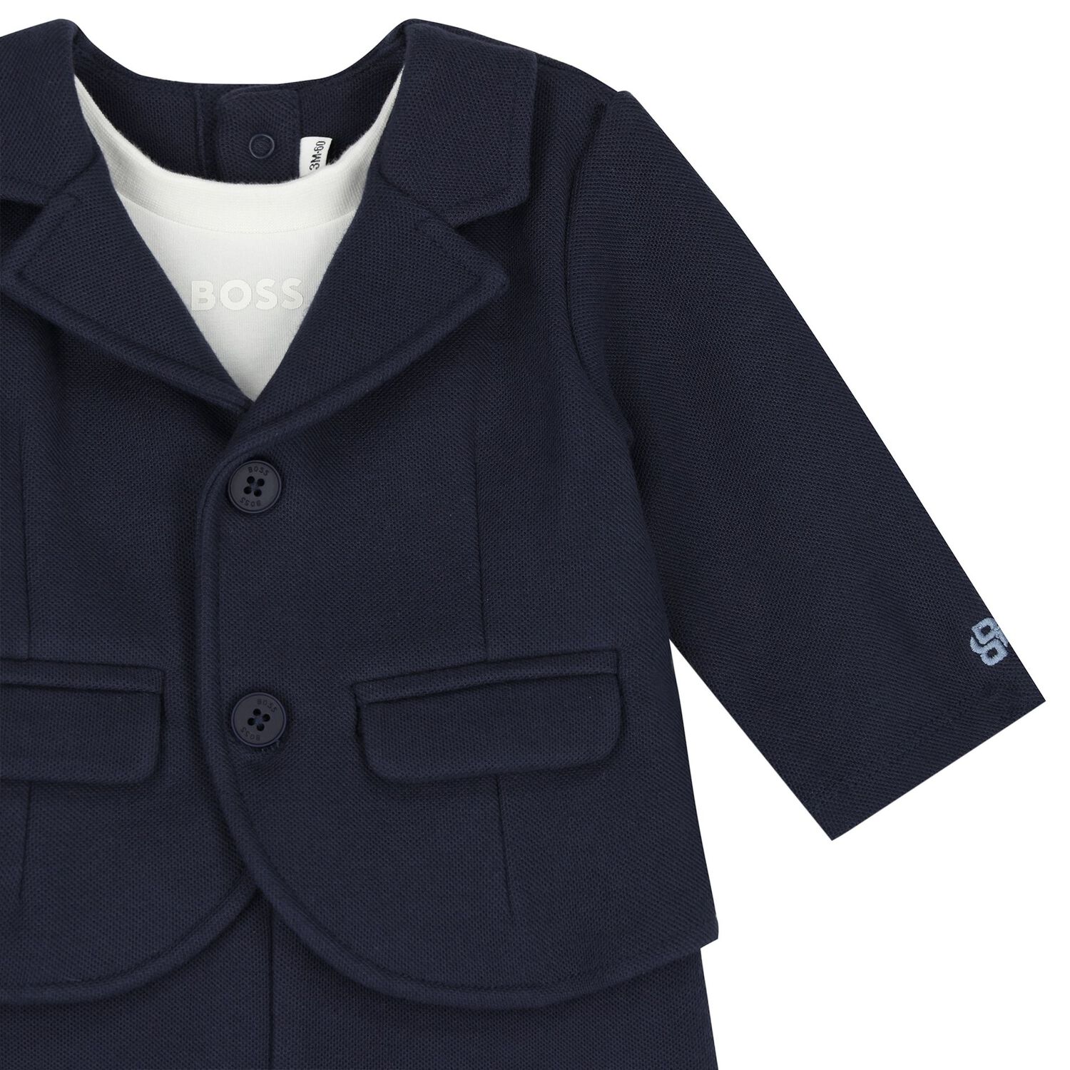 Baby Boys Navy Blue Romper Suit, 1, hi-res