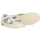 Girls Ivory & Silver Logo Trainers, 1, hi-res