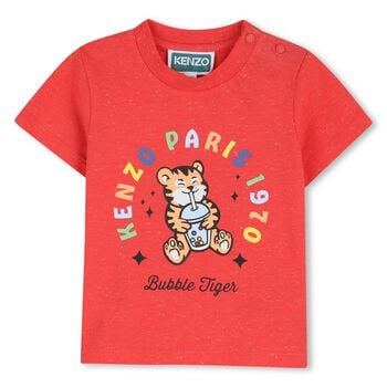 Younger Boys Red Bubble Tiger T-Shirt