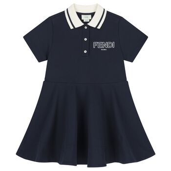 Girls Navy Blue Logo Polo Dress