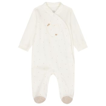 Baby Girls Ivory Heart Babygrow