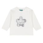 Younger Girls Ivory Logo Long Sleeve Top, 1, hi-res