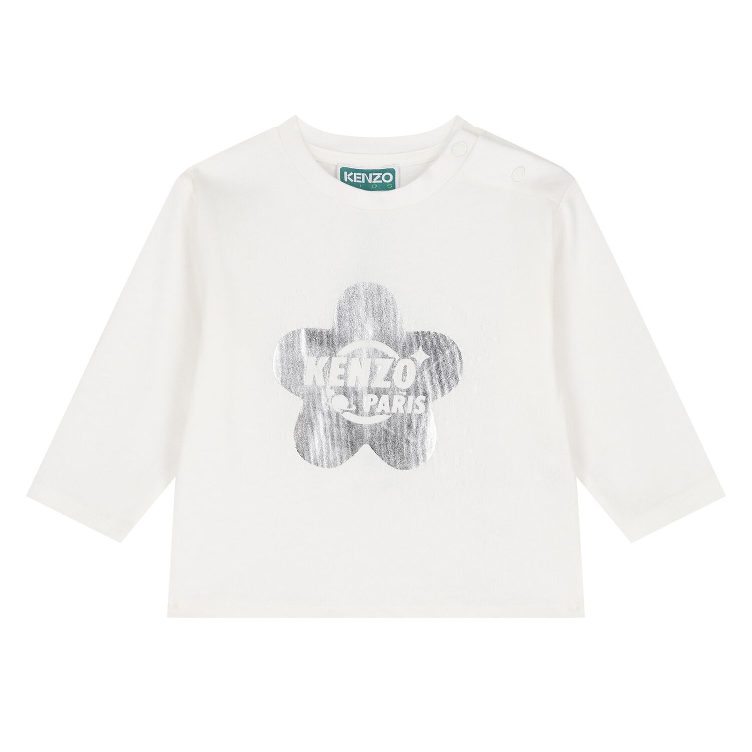 Younger Girls Ivory Logo Long Sleeve Top, 1, hi-res