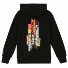 Boys Black Graphic Print Hooded Top, 1, hi-res