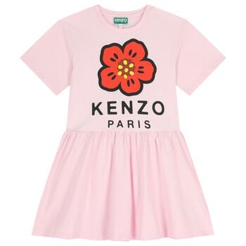 Girls Pink Boke Flower Dress