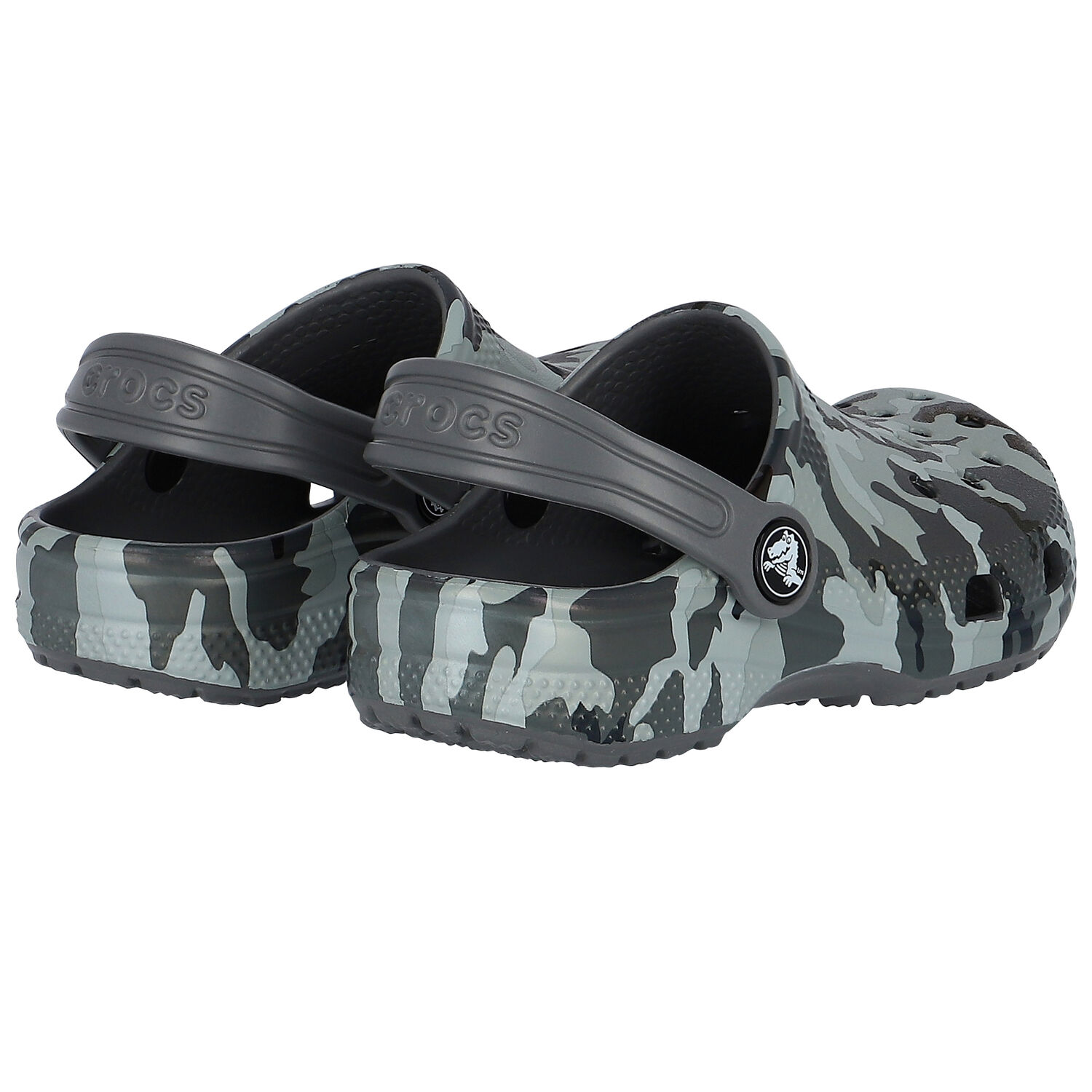 Black & Grey Classic Camo Clogs Sandals, 1, hi-res