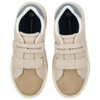 Boys Beige Logo Trainers, 1, hi-res
