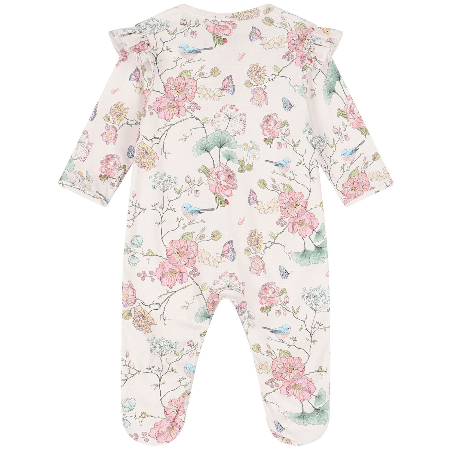 Baby Girls Pink Floral Ruffled Babygrow, 1, hi-res image number null