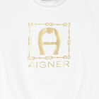 Girls White & Gold Logo T-Shirt, 1, hi-res