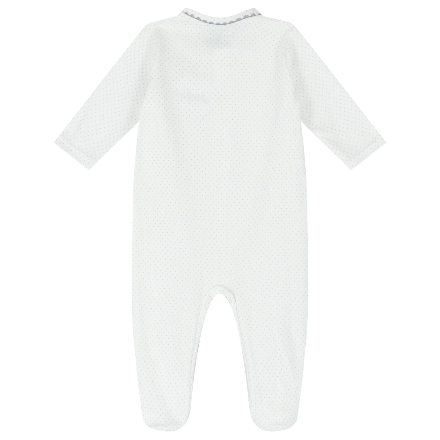 White & Grey Dots Babygrow, 1, hi-res