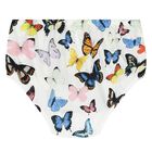 Younger Girls White & Blue Poplin Butterfly Print Dress, 1, hi-res