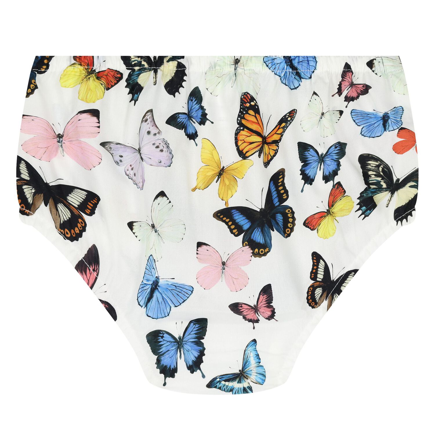 Younger Girls White & Blue Poplin Butterfly Print Dress, 1, hi-res