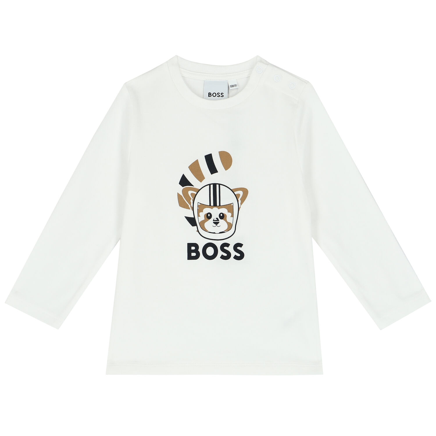 Younger Boys White Logo Long Sleeve Top, 1, hi-res image number null