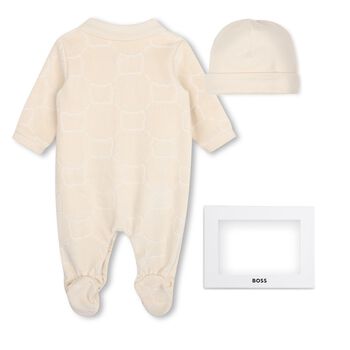 Beige Logo Babygrow Gift Set
