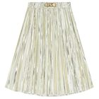 Girls Gold Logo Pleated Skirt, 1, hi-res