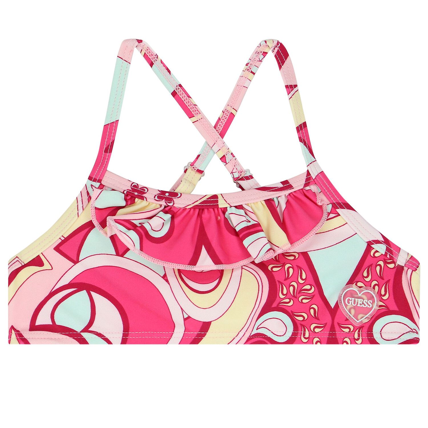 Girls Pink Abstract Print Bikini, 1, hi-res image number null