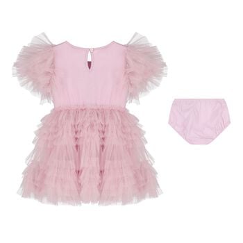 Baby Girls Pink & Black Bow Tulle Greta Dress Set