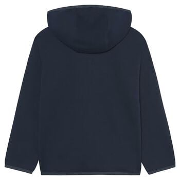 Boys Navy Blue Hooded Zip Up Top