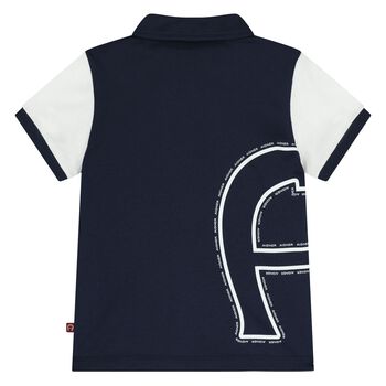 Younger Boys Navy Blue Logo Polo Shirt
