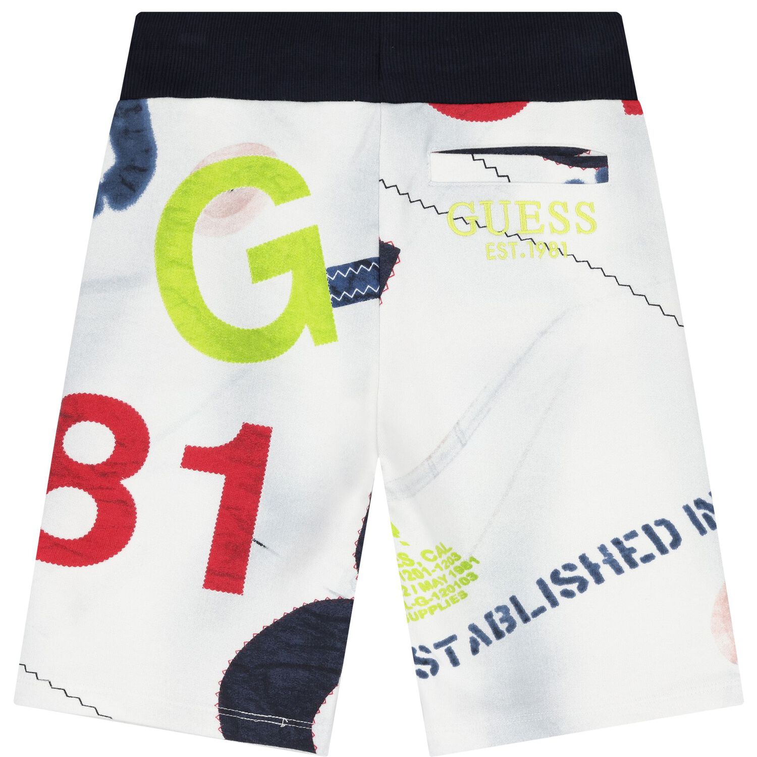 Boys White & Navy Blue Shorts, 2, hi-res image number null