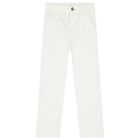 Boys White Chino Trousers, 2, hi-res