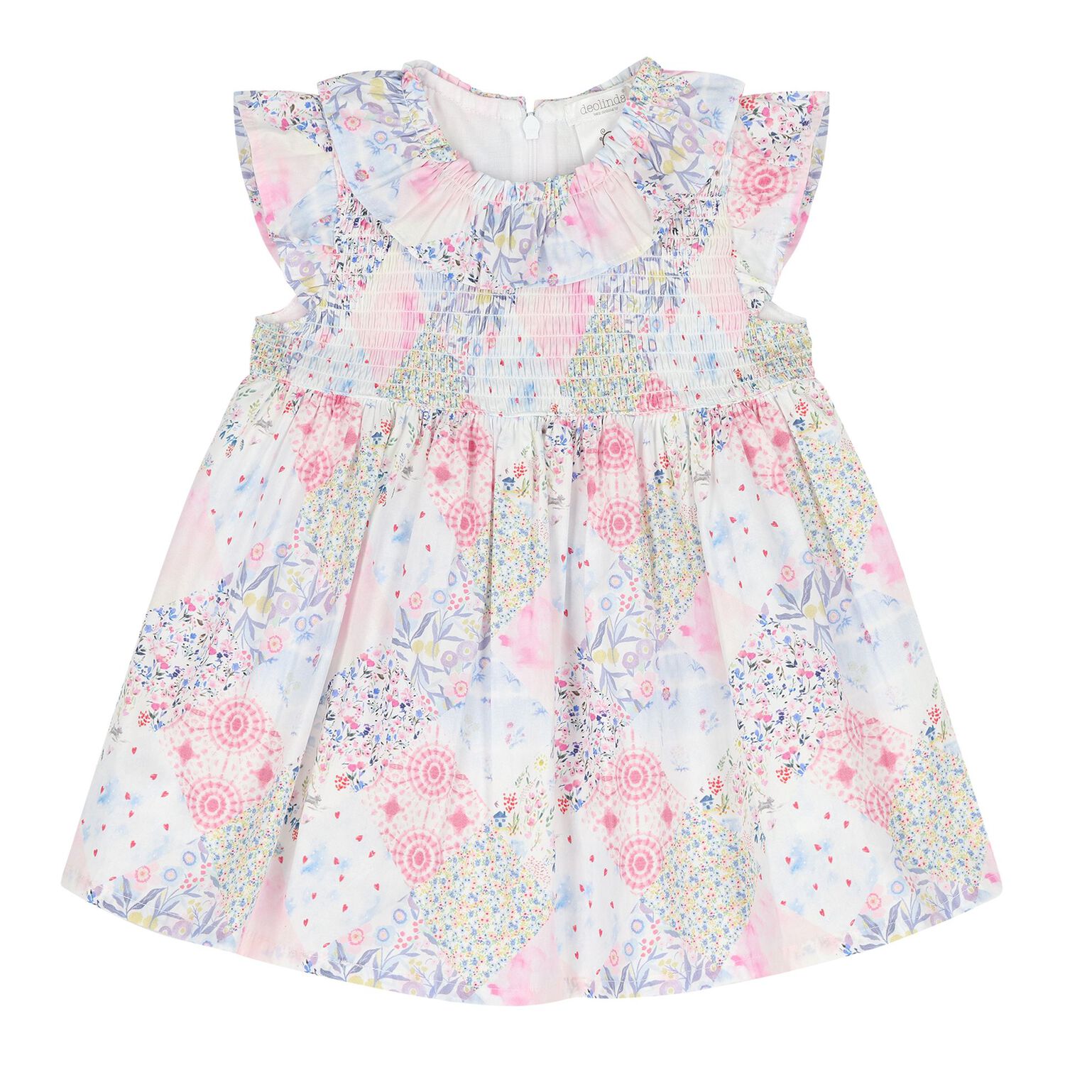 Baby Girls Pink Floral Shirred Dress Set, 1, hi-res