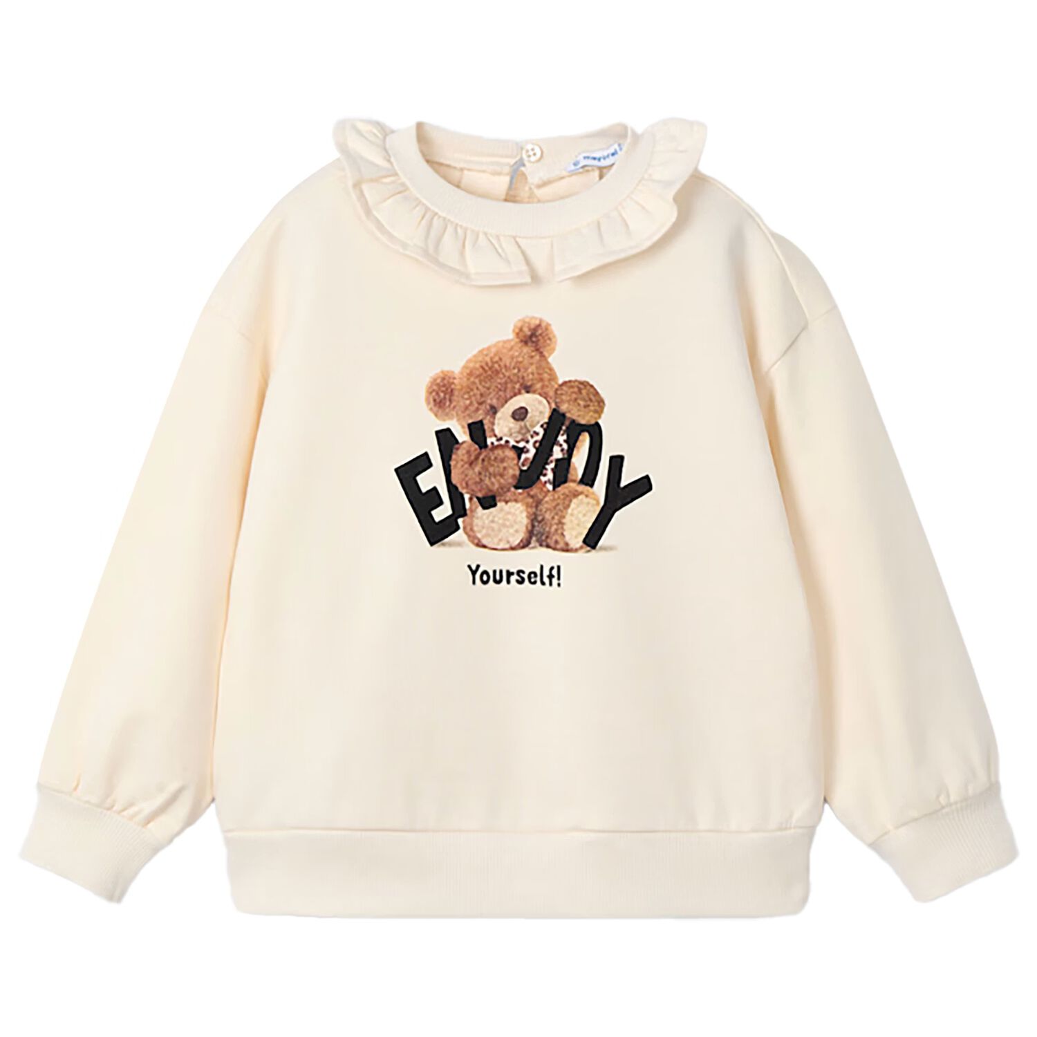 Girls Ivory Teddy Bear Sweatshirt, 1, hi-res