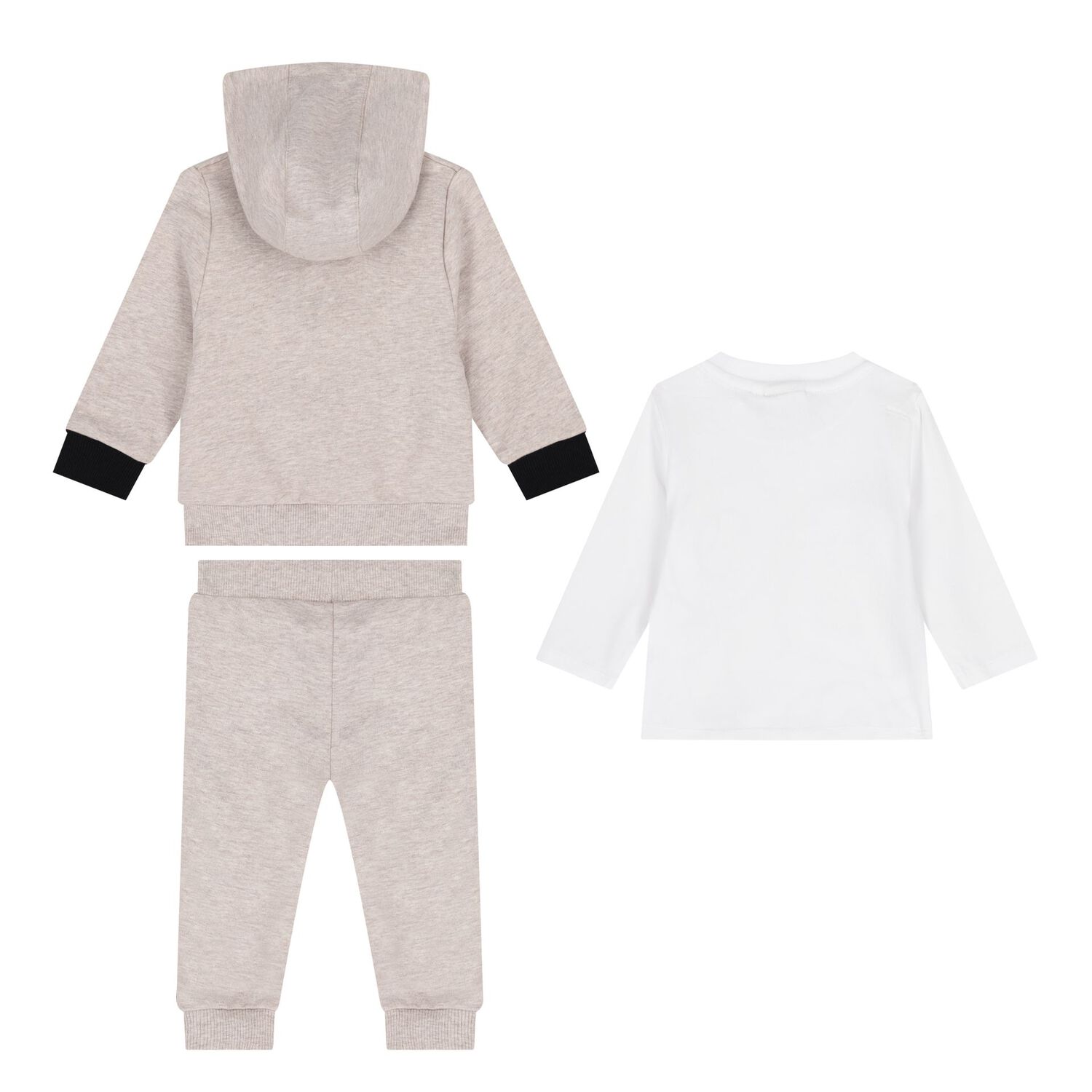 Baby Boys Beige & White Logo Tracksuit Set, 3, hi-res