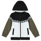 Boys Black White & Khaki Zip-Up Top, 1, hi-res