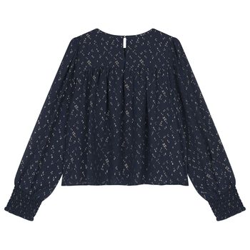 Girls Navy Blue Chiffon Blouse