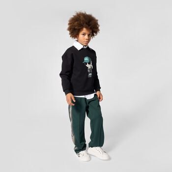 Boys Green Logo Joggers