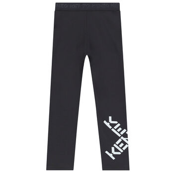 Girls Grey Logo Leggings