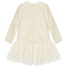 Girls Ivory Sequin Embellished Dress, 1, hi-res