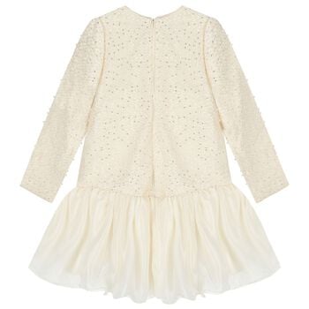 Girls Ivory Sequin Embellished Dress