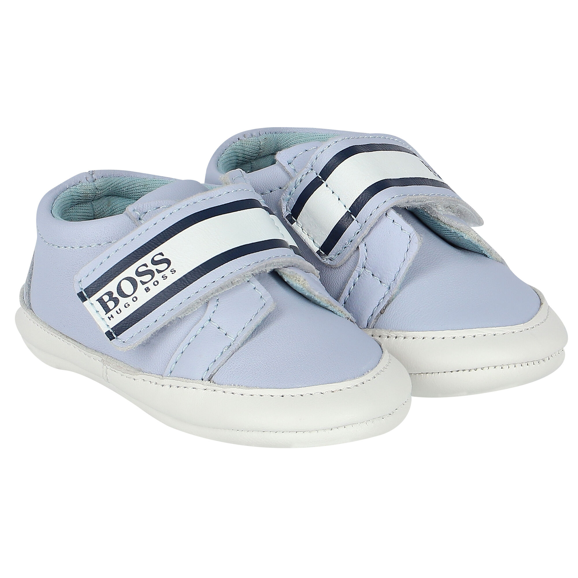 BOSS Baby Boys Blue White Logo Pre Walker Shoes Junior Couture