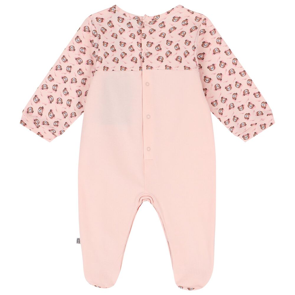 Aigner Baby Girls Pink Teddy Bear Logo Babygrow | Junior Couture