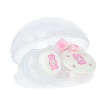 Baby Girls Pink Teddy Bear Logo Pacifier Gift Set