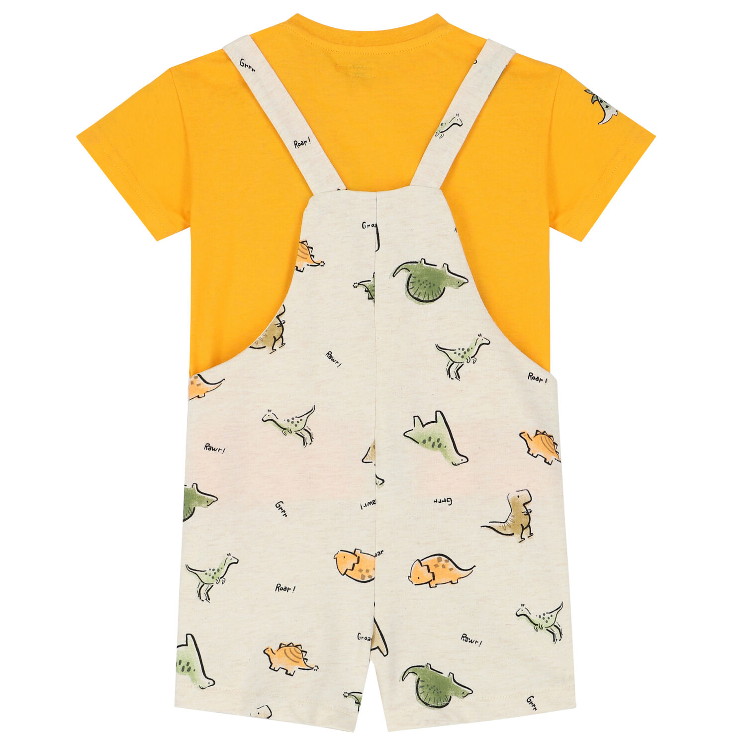 Younger Boys Yellow & Beige Dungaree Set, 1, hi-res