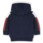 Younger Boys Navy Blue Hooded Zip Up Top, 3, hi-res