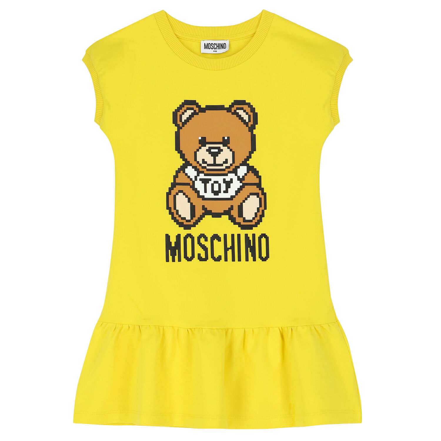 Girls Yellow Teddy Logo Dress, 7, hi-res image number null