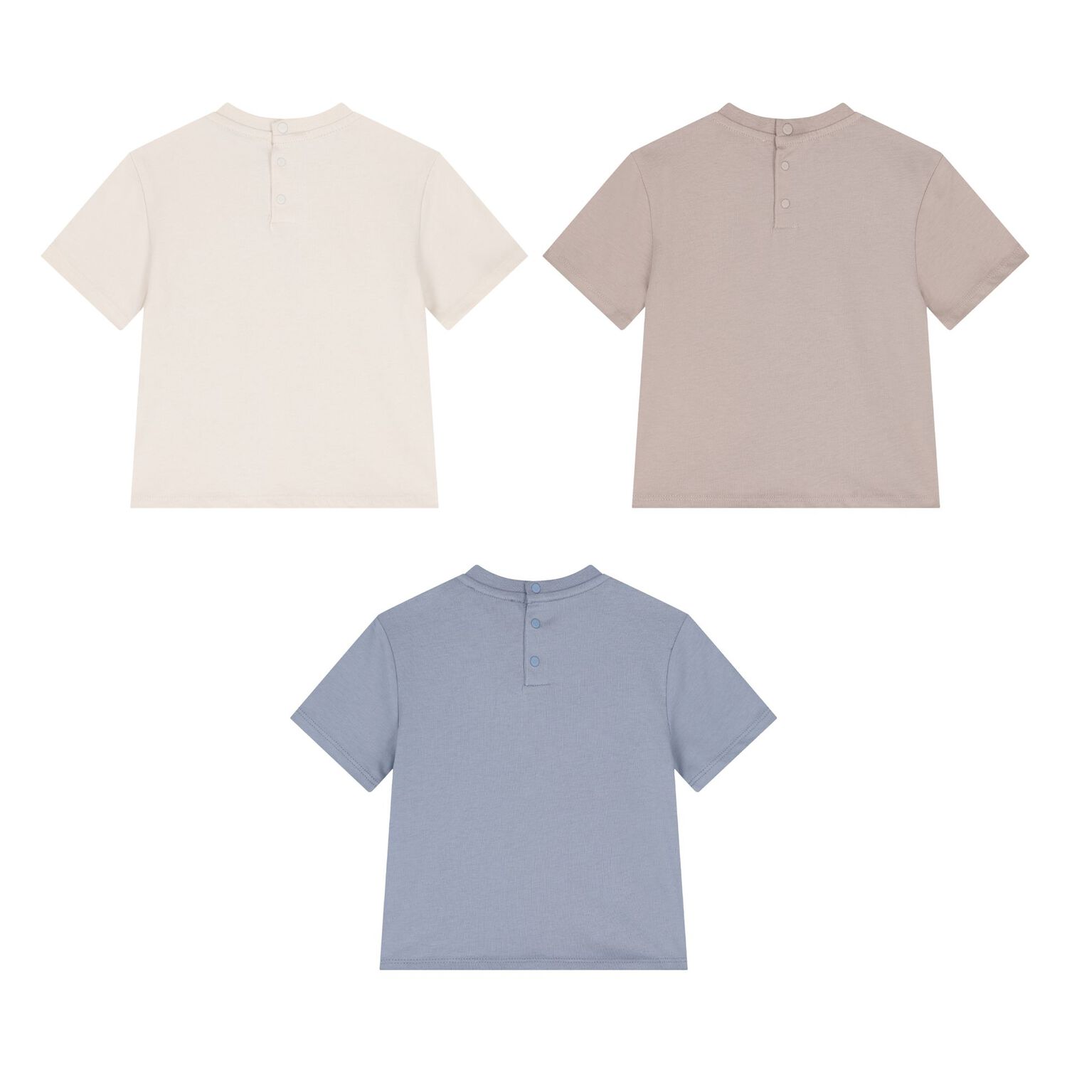 Younger Boys Blue, Ivory & Beige T-Shirts ( 3-Pack ), 1, hi-res