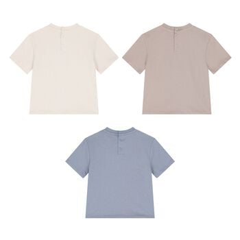 Younger Boys Blue, Ivory & Beige T-Shirts ( 3-Pack )
