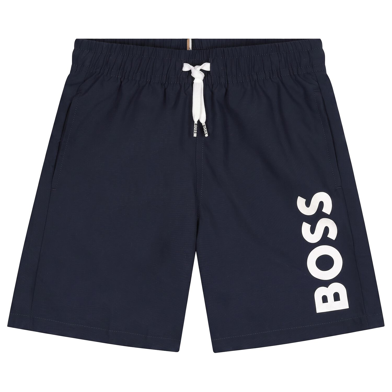 Boys Navy Blue Logo Swim Shorts, 2, hi-res