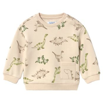 Younger Boys Beige Dinosaur Sweatshirt