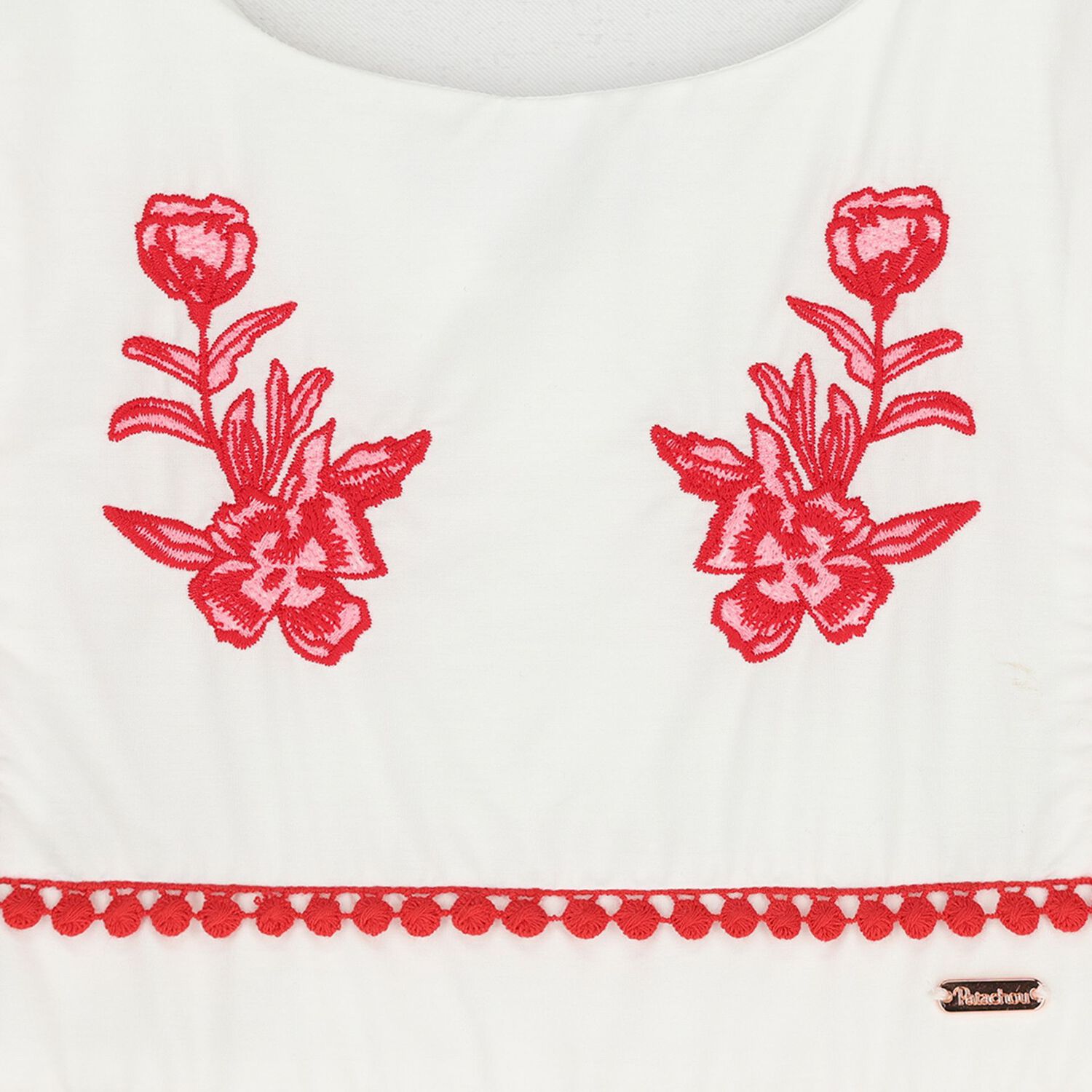 Girls White & Red Floral Dress, 1, hi-res