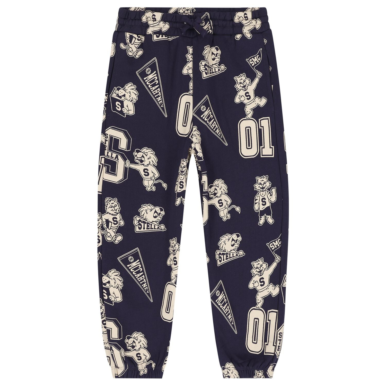 Boys Navy Blue Lion & Tiger Joggers, 1, hi-res