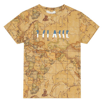 Boys Beige Geo Map T-Shirt