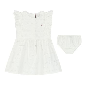 Baby Girls White  Broderie Anglaise Dress Set