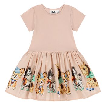 Younger Girls Pink Animals Dress