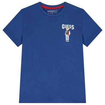 Boys Blue Teddy Bear Logo T-Shirt